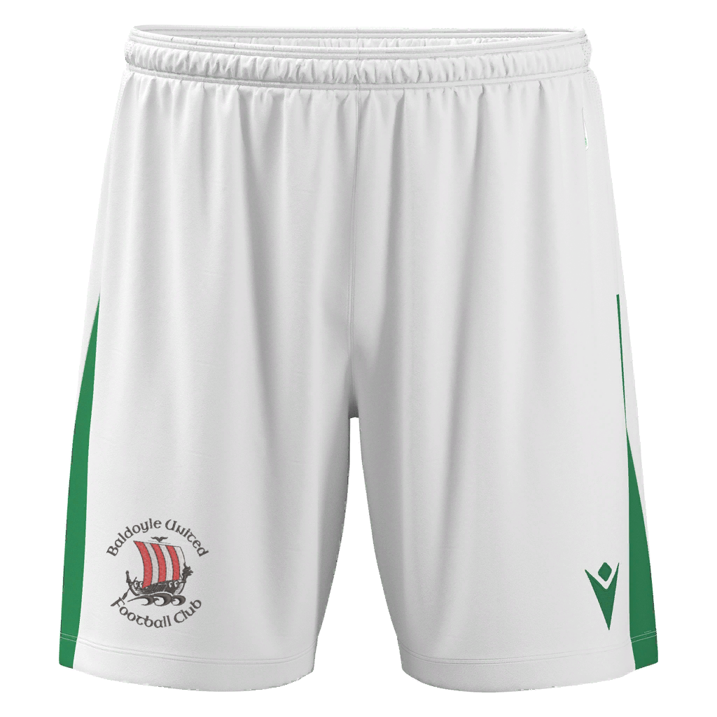 Baldoyle United FC Adult Skara Shorts White & Green