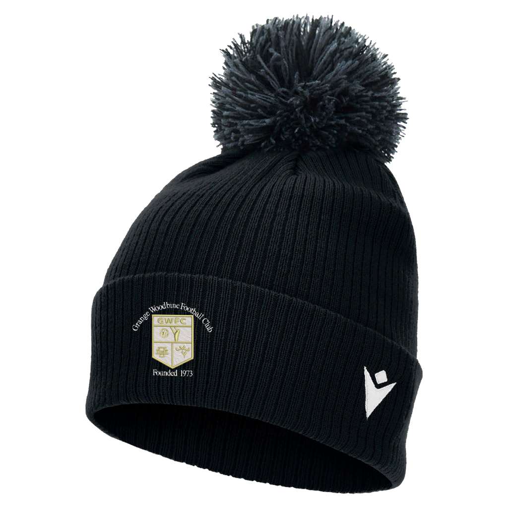 Grange Woodbine FC Snow Pom Pom Beanie Black