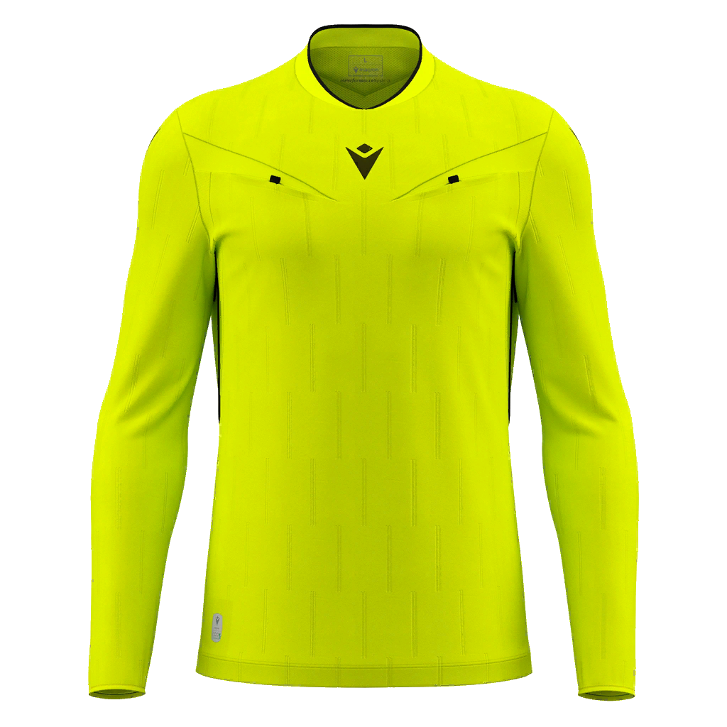 Mendez Eco Referee Shirt LS Neon Yellow & Black