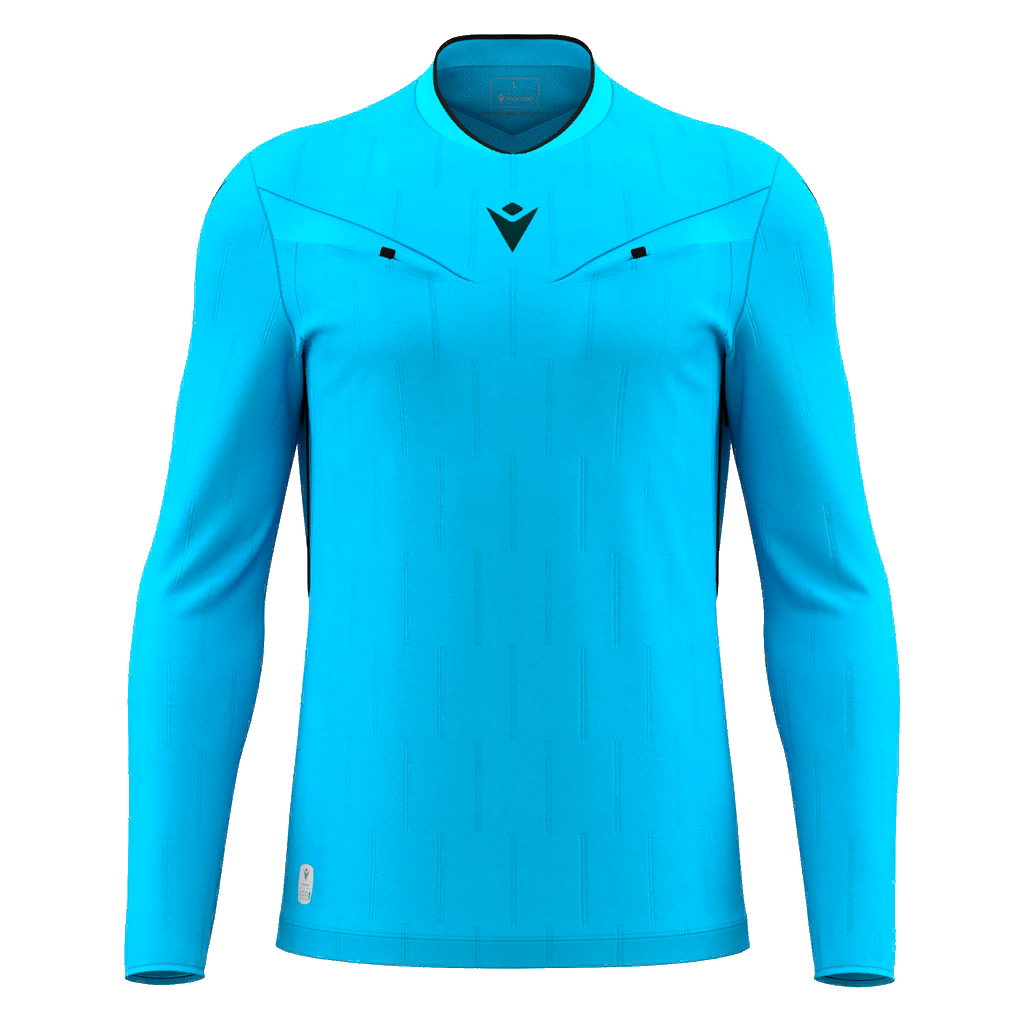 Mendez Eco Referee Shirt LS Neon Sky & Black