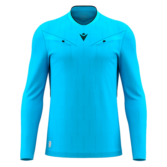 Mendez Eco Referee Shirt LS Neon Sky & Black